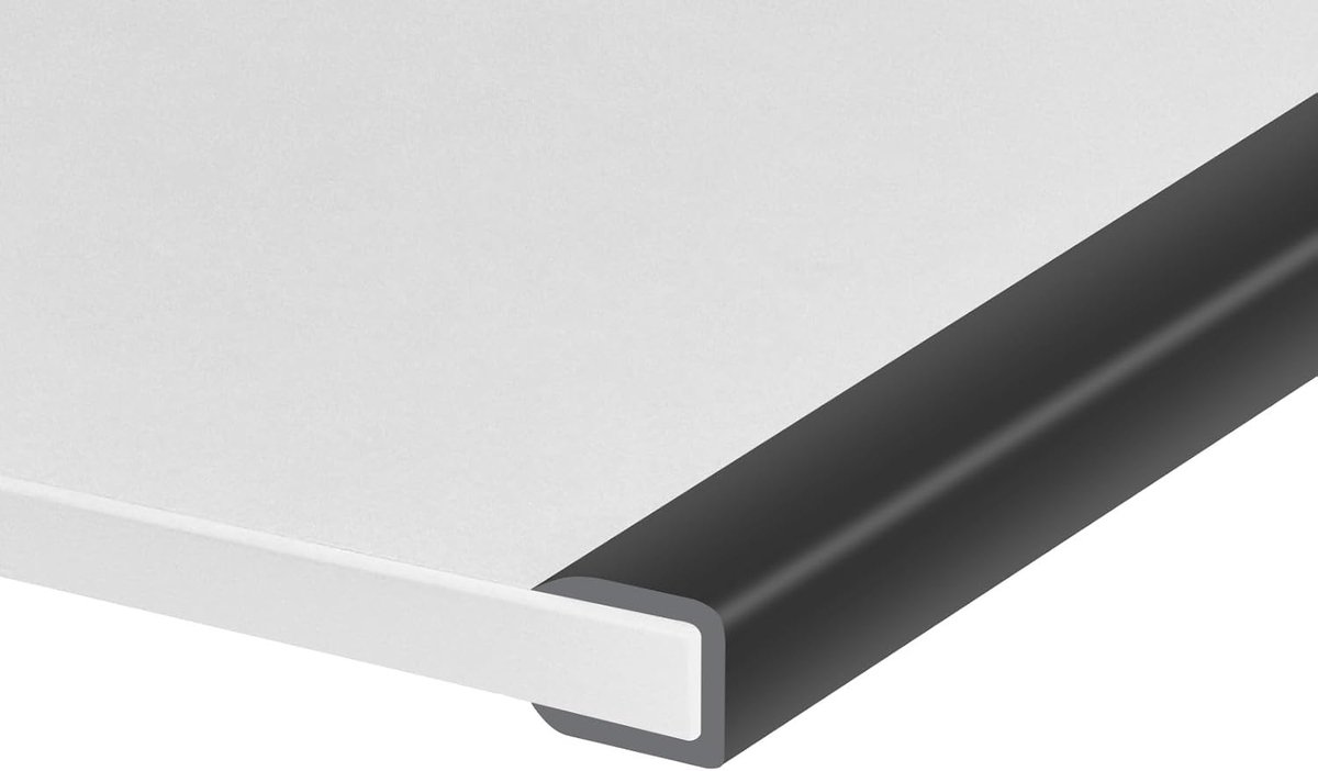 randafwerking, zelfklevende U-kanaalrandafwerking, U-vormige randbeschermer voor glas, multiplex, houten plaat, EPDM-materiaal, sleufbreedte 8 mm, lengte 3 m, zwart