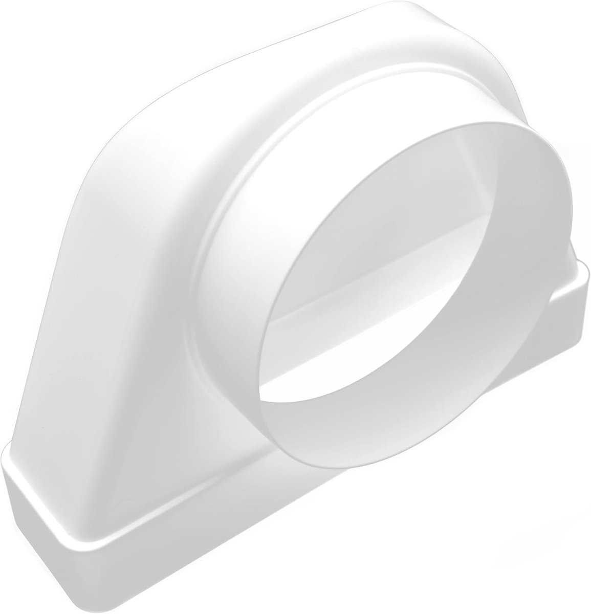 VENT Ventilatie Overgang 90° Graden 125 mm Diameter tot 55 x 220 mm Platte buisleidingaansluiting PVC - Ronde buis naar Vierkant Plat Wit Luchtafvoersysteemelement