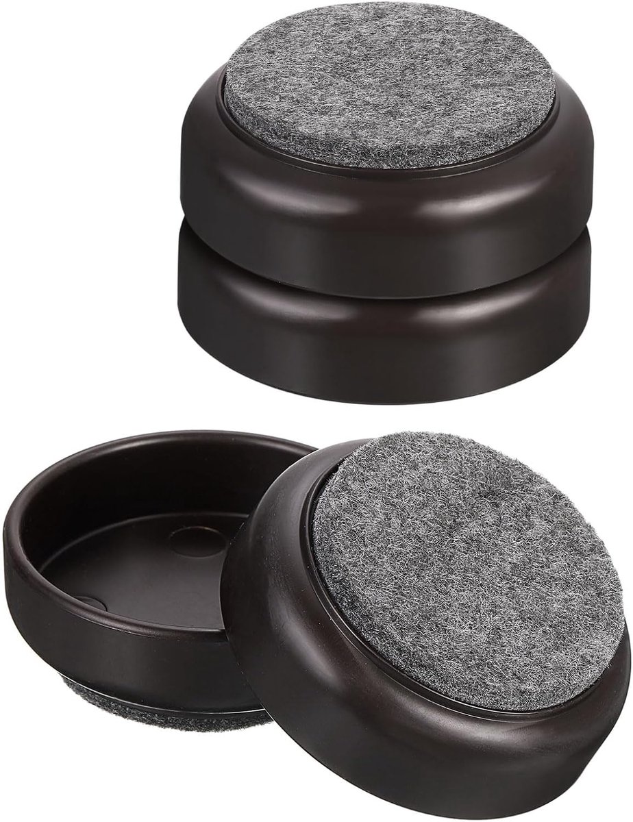 Antislip meubelpads, 4 stuks, 60 mm, vilten meubelbekers, ronde meubelvoetbeschermer, beker, slider voor robuuste houten vloeren (bruin)