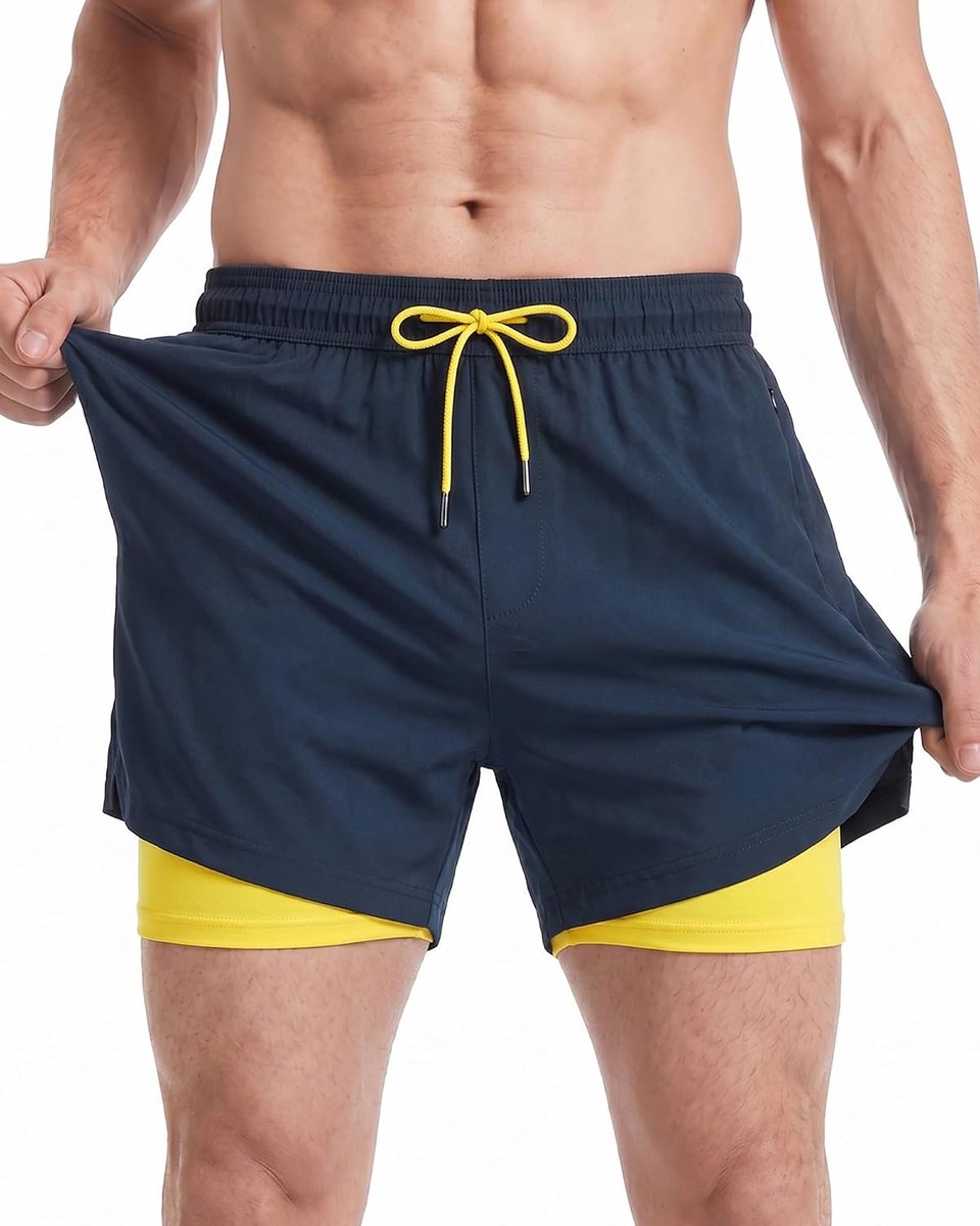 heren zwemshort FAST DRYING boardshort trainingsbroek met mesh voering en verstelbaar trekkoord