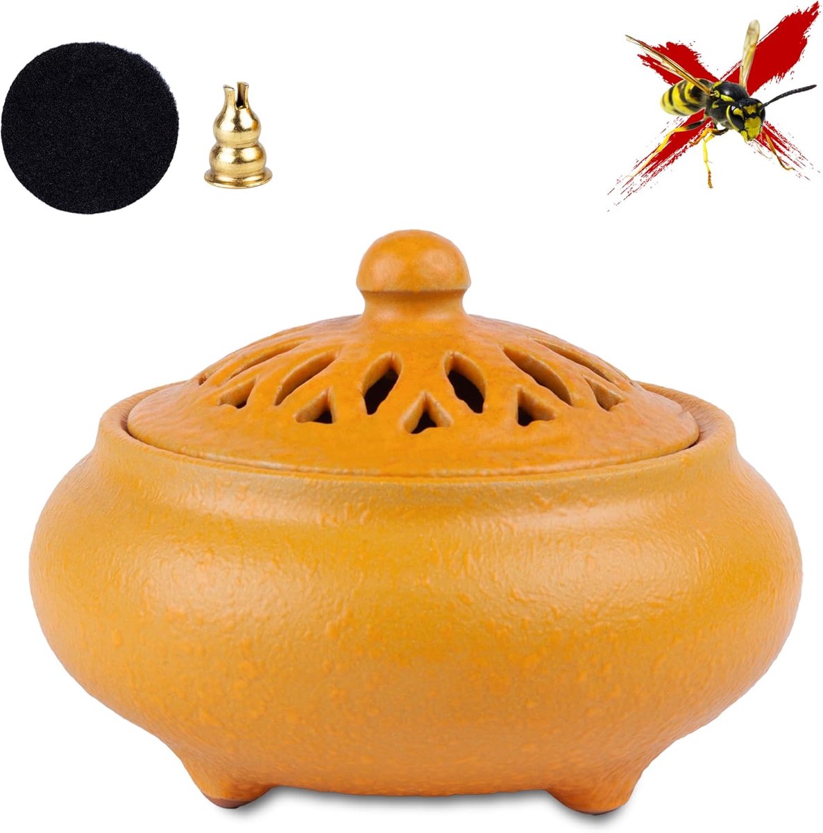keramische wierookbrander, koffie-rookbrander voor het verdrijven van wespen, muggenspiraal, houder, vuurvaste schaal voor tuin, slaapkamer, woonkamer, binnen en buiten