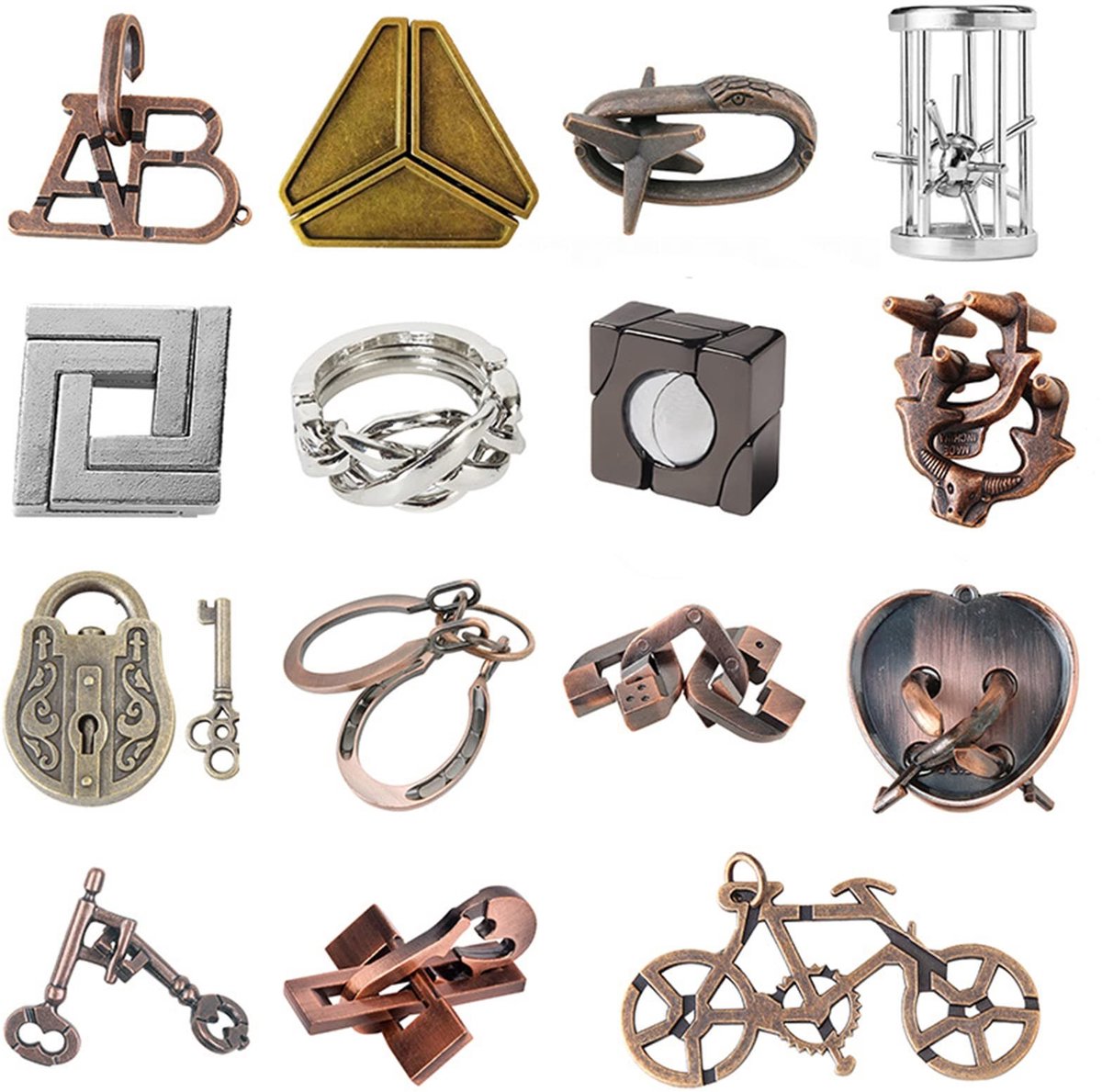 Omgoods - 15-Delige Metalen Puzzel voor Kinderen en Volwassenen
