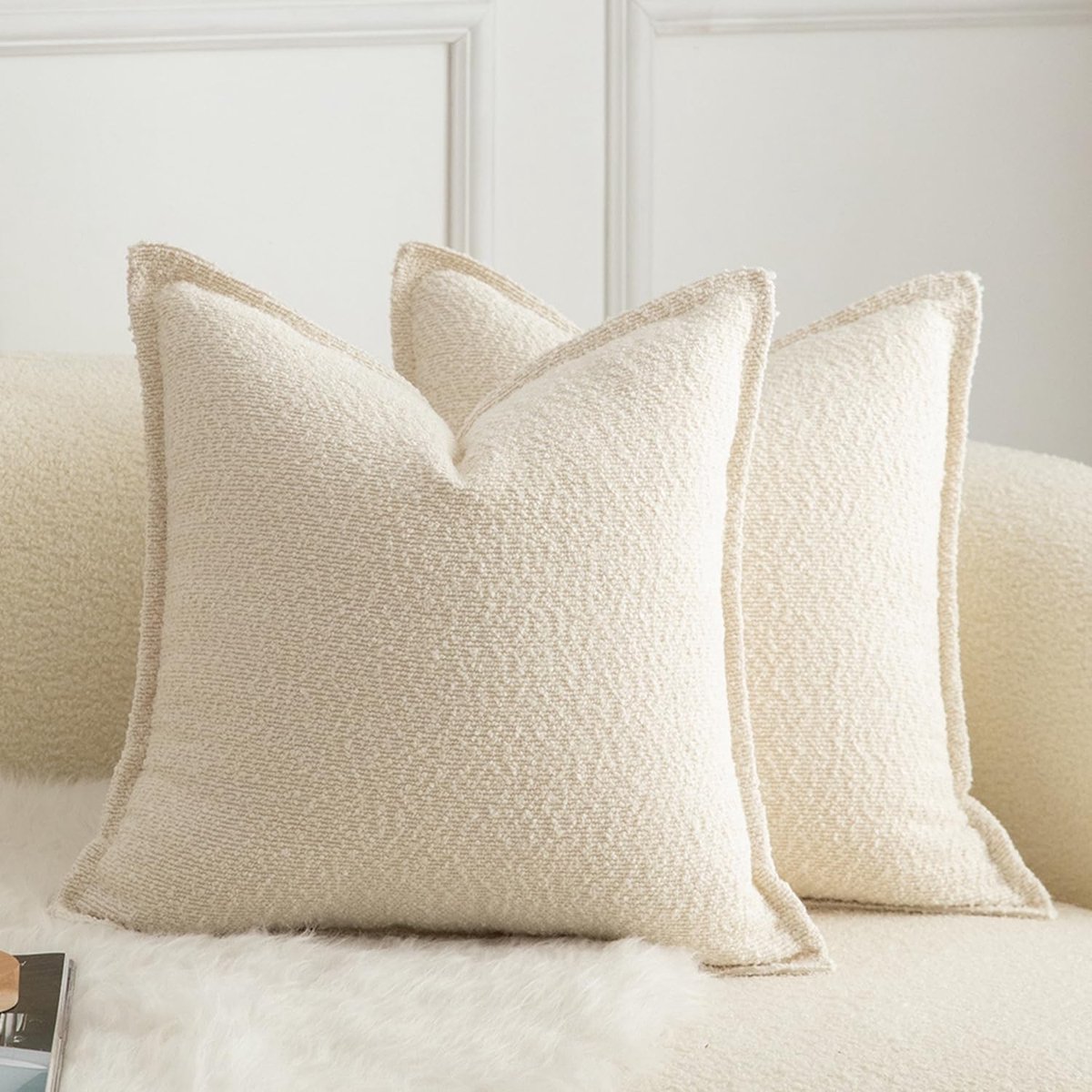 Omgoods - Set van 2 Decoratieve Kussenslopen 40 x 40 cm in Beige