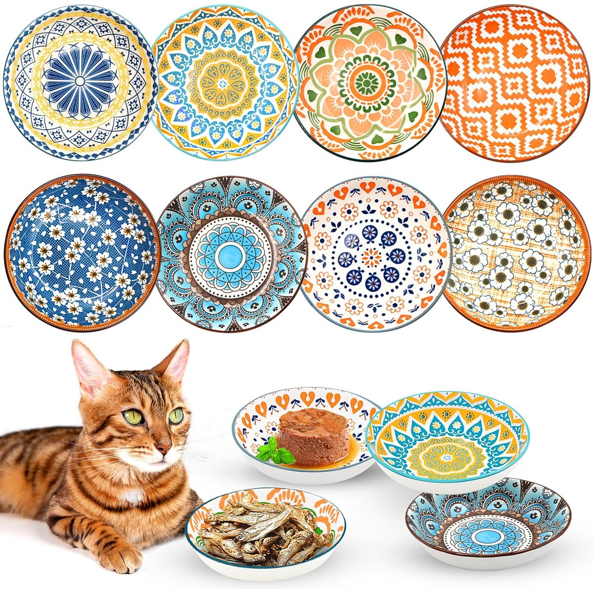Omgoods - 6 Stuks Keramische Kattenvoederschaal 5.5 Inch