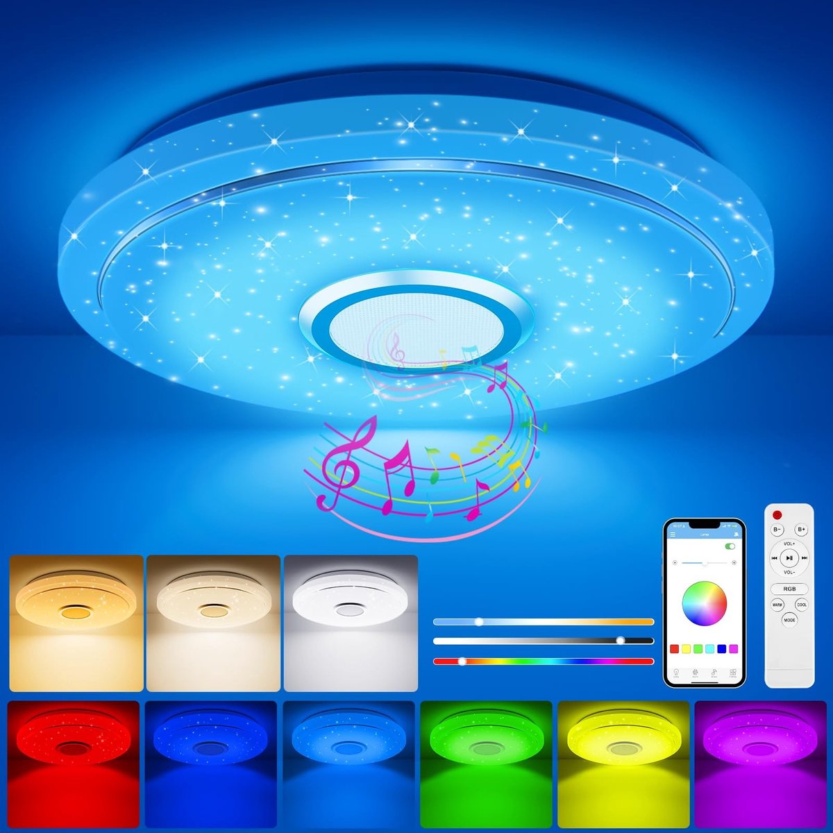 Omgoods - Slimme LED Plafondlamp met RGB en Muziek Synchronisatie