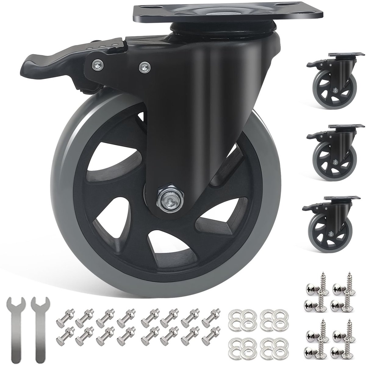 Omgoods - 125 mm Meubels Wielen met Rem voor Trolley en Werkbank