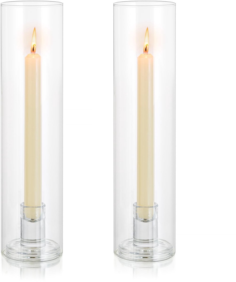 Omgoods - Set van 2 Glazen Kaarsenhouders met Cilinder Shade