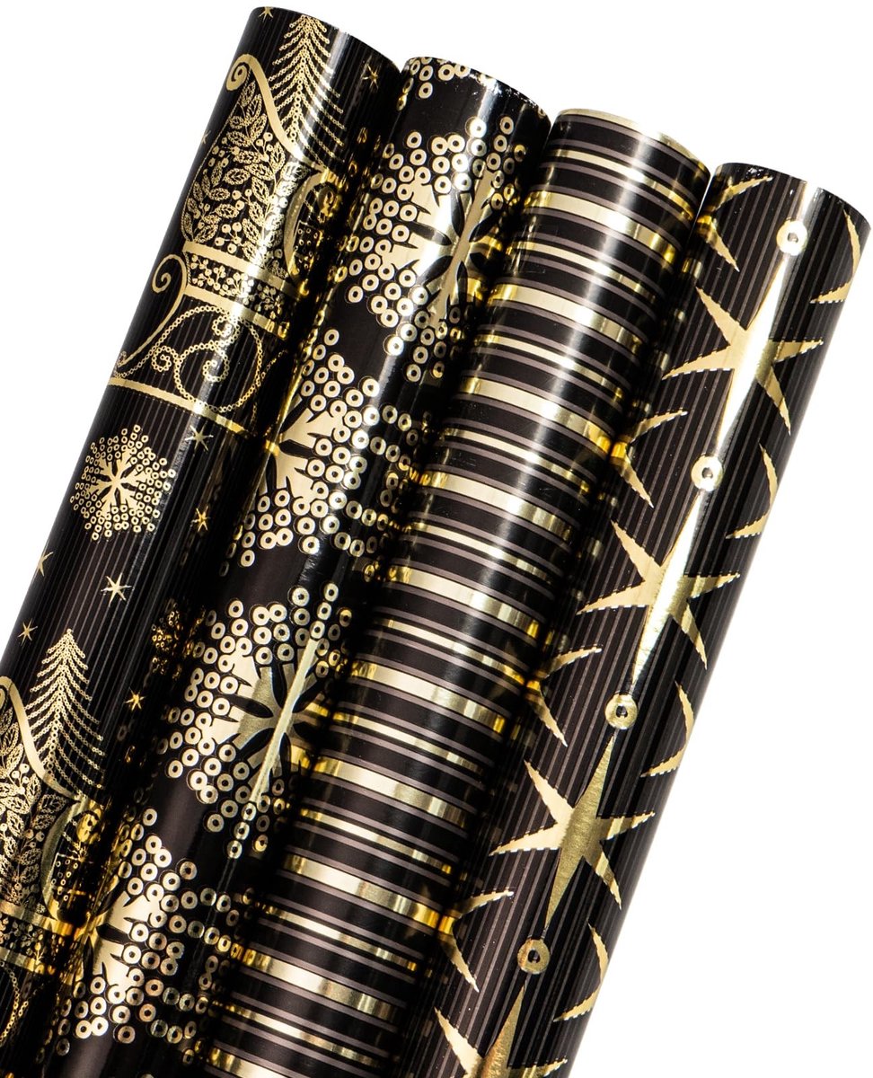 Omgoods - Kerst Cadeau Inpakpapier Rollenset met Metallic Accenten