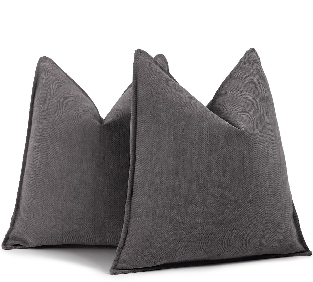 Omgoods - Chenille Kussensloop Set van 2 45 x 45 cm in Grijs