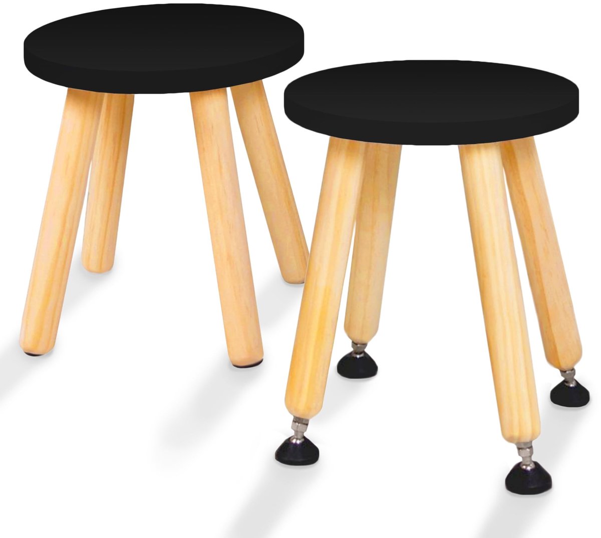 Omgoods - Set van 2 Houten Kinderkrukken met Verlengbare Poten, Voor Kinderen en Peuters