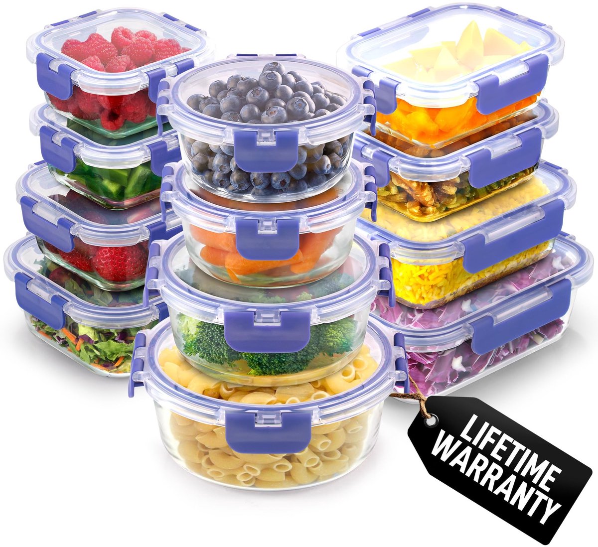 Omgoods - Set van 12 Glazen Opbergcontainers