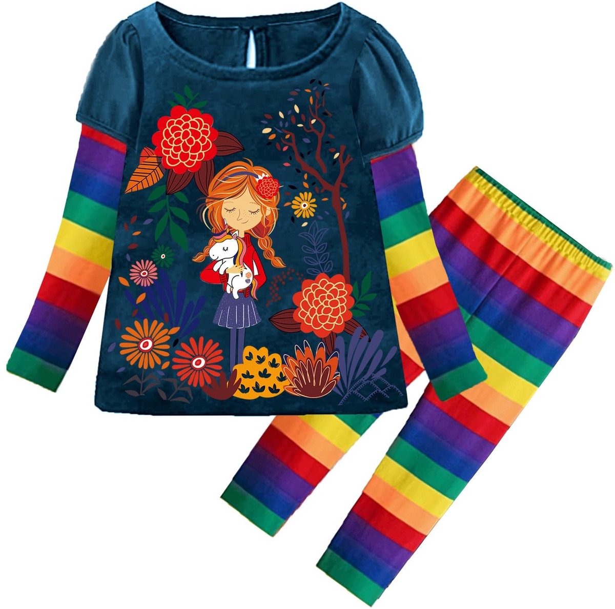 Omgoods - Meisjes Kleding Set van Katoen met Lange Mouwen