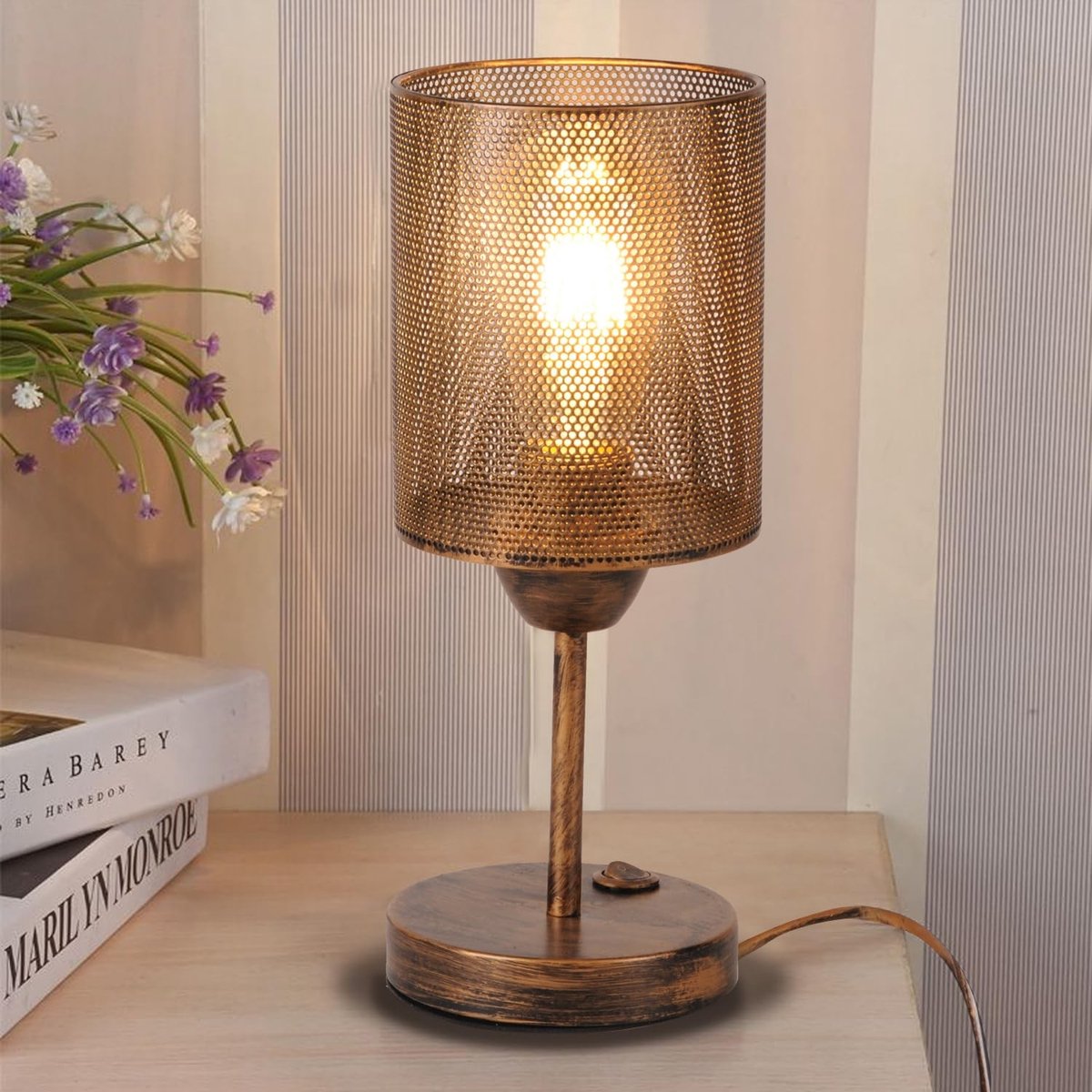 Omgoods - E27 Industriële Metaal Tafel Lamp - Vintage Desk Lamp met Cage Cover