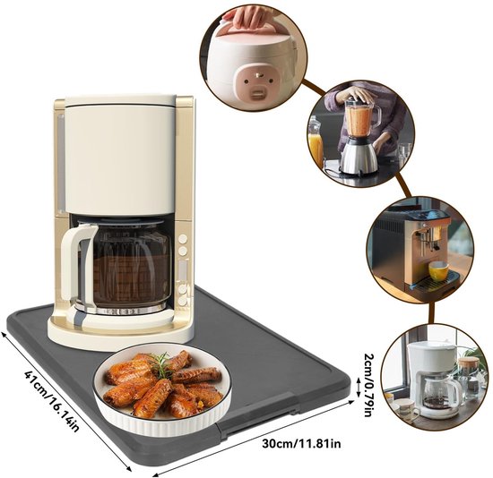 Omgoods- Keukenrolhouder - Keukenrolhouder Hangend - Keukenrolhouder Zwart - Keukenrolhouder Hout - Keukenrolhouder Zelfklevend - Geschikt voor koffiezetapparaat, toaster, blender. - Keukenapparaat — afbeelding 5
