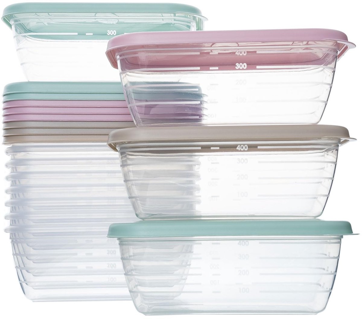 Omgoods - Set van 12 Plastic Voedselopslagdozen 500 ml
