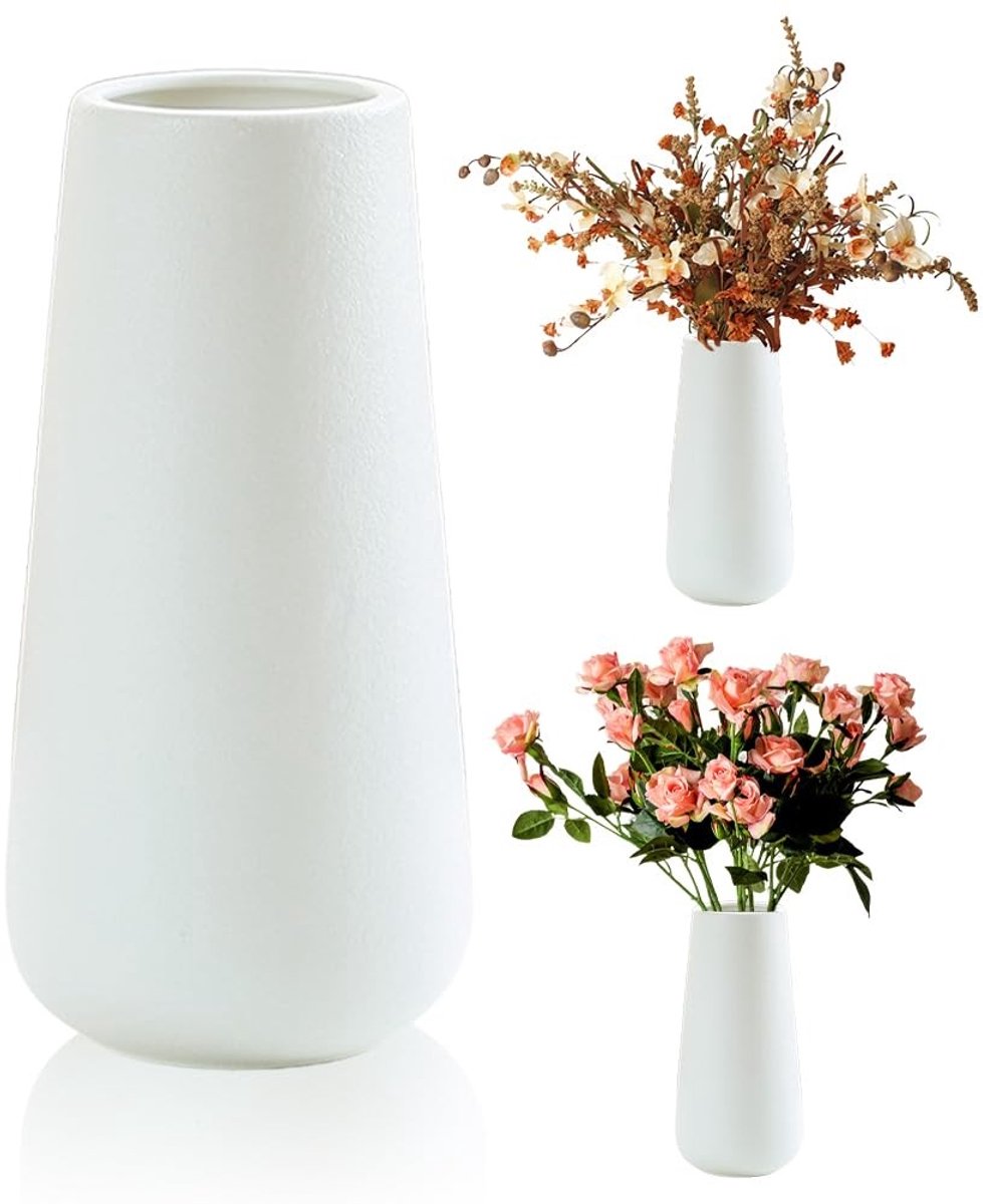 Omgoods - Witte Vaas van Keramiek voor Decoratie, 20 cm