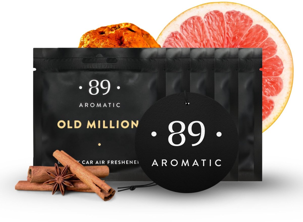 Omgoods- Luchtverfrisser Auto - Geurhanger 5-Pack - Musk/Kaneel/Amber/Grapefruit - Hangend - Tot 100 Dagen - Luxe Aroma's