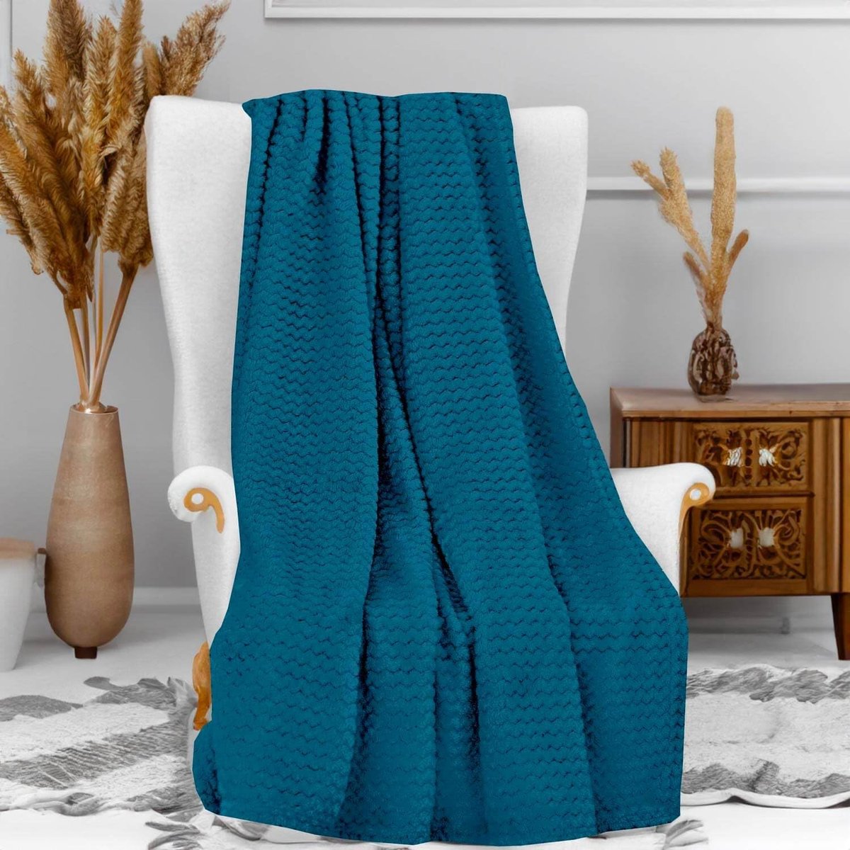 Omgoods - Cocooning Microfleece Dekentje 120 x 160 cm in Eendblauw