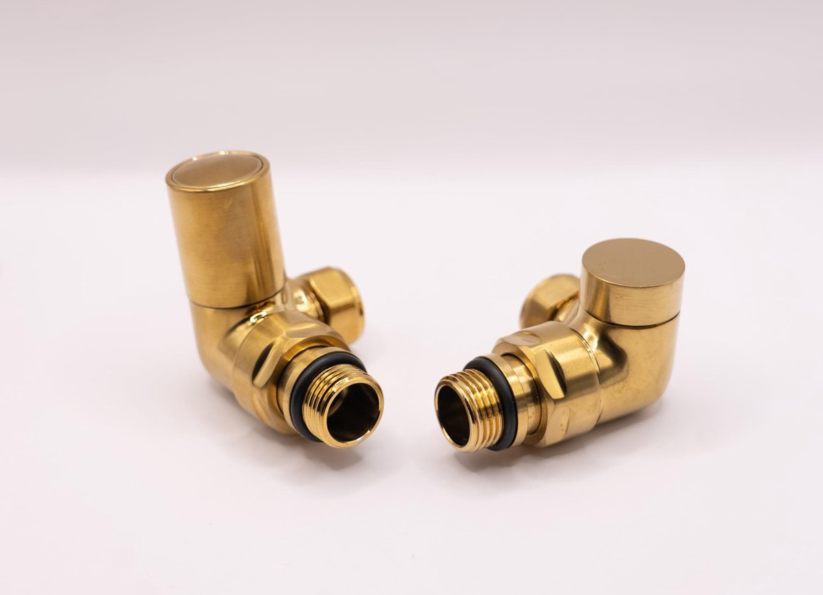 Omgoods - Ronde Messing Radiator- en Handdoekrekventiel - Geborsteld Goud
