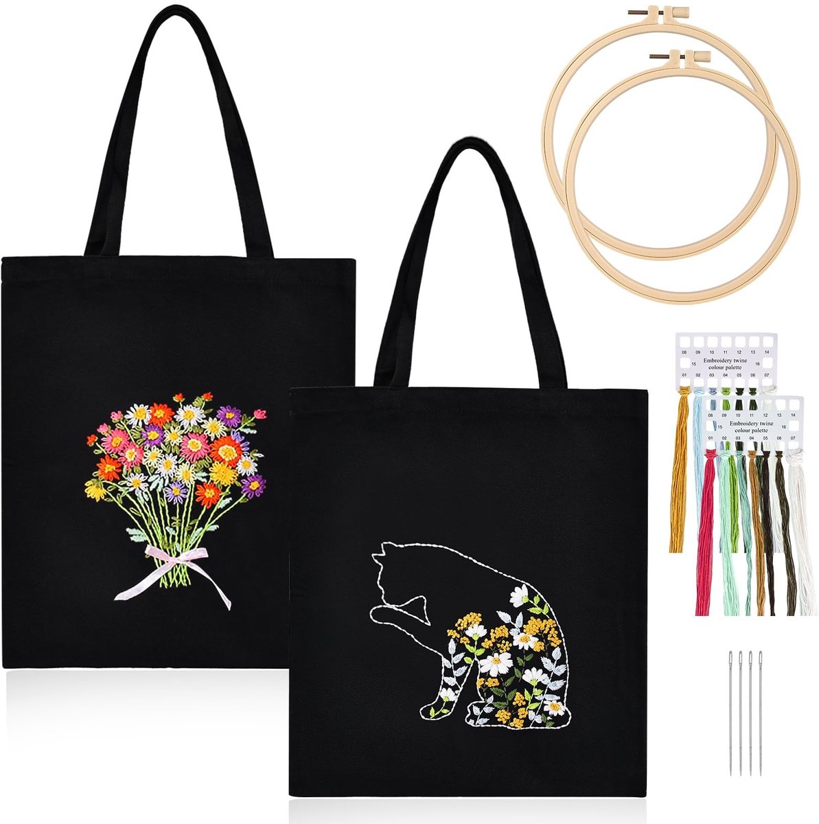 Omgoods - Canvas Tote Bag met Borduurset voor DIY Creaties
