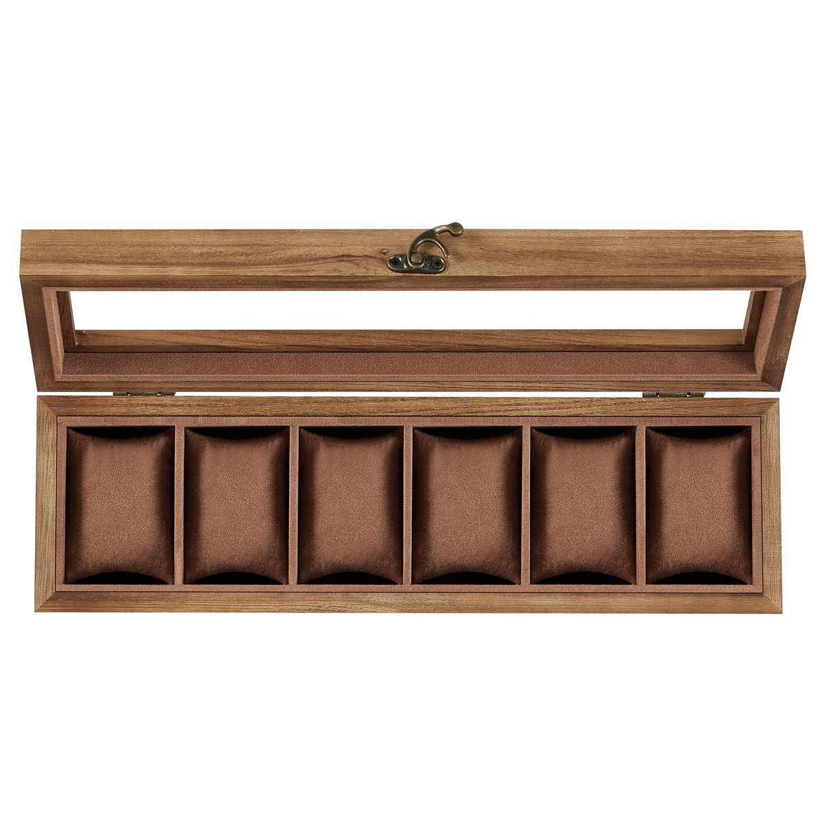 Omgoods - Massief Houten Horlogedoos met 6 Compartimenten, Rustiek Ontwerp