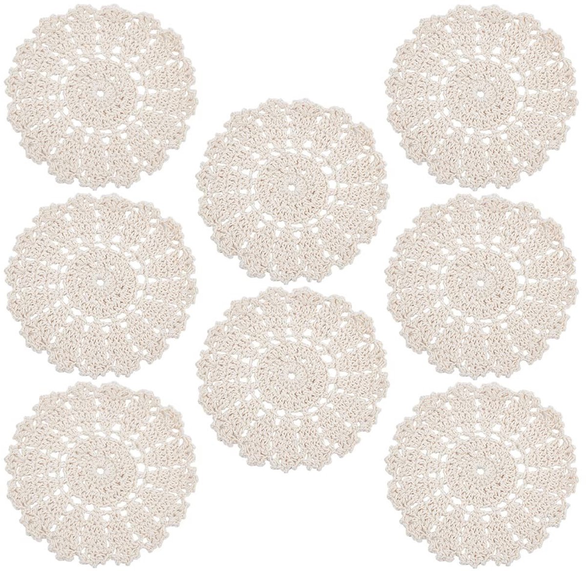 Omgoods - Set van 8 Vintage Katoenen Doilies