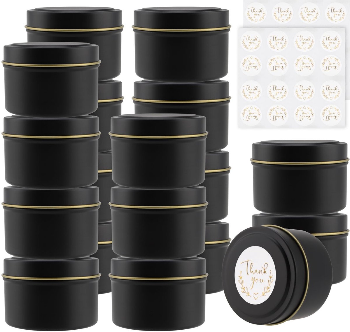 Omgoods - Set van 18 Lege Kaarsenblikjes met Deksel 120 ml