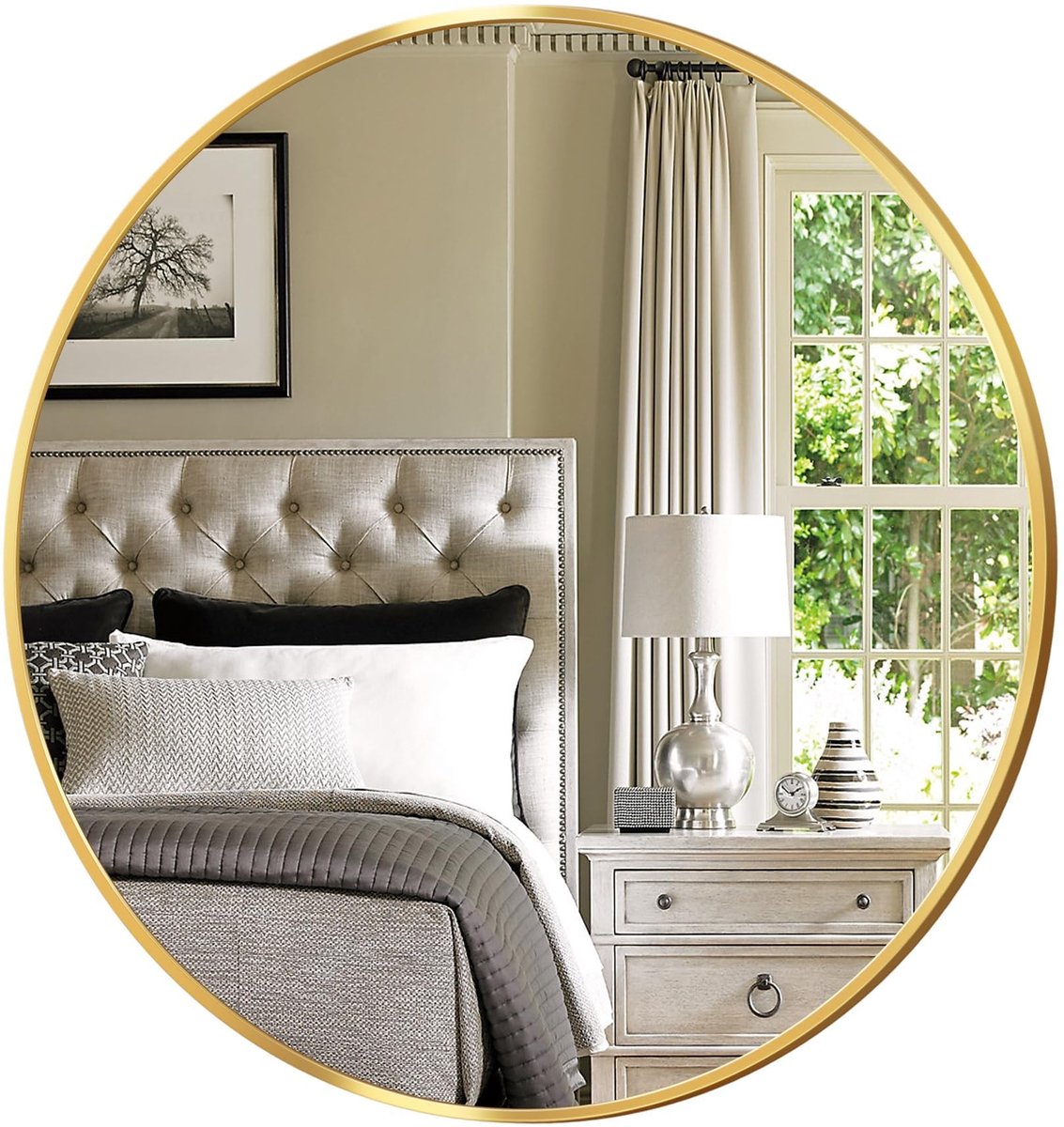Omgoods - Ronde Gouden Wandspiegel met Aluminium Frame