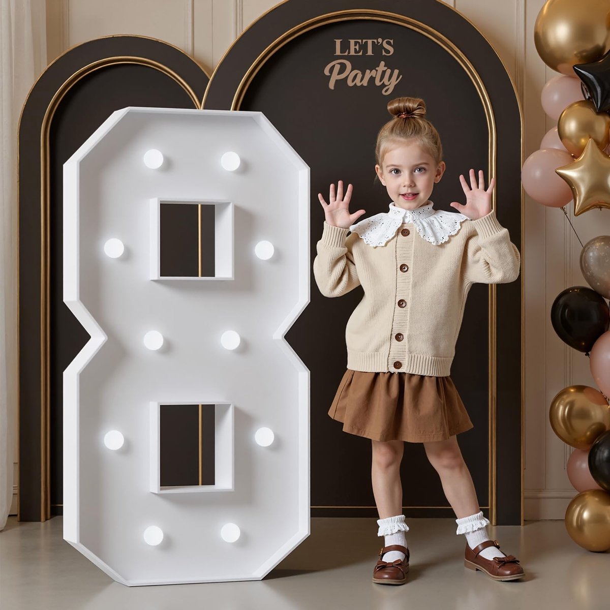 Omgoods - 1.22m Verlichte Cijfers voor Feestdecoratie Nummer 8