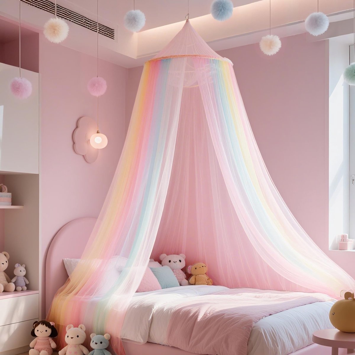 Omgoods - Hangende Bedgordijn voor Kinderen met Regenboogmotief