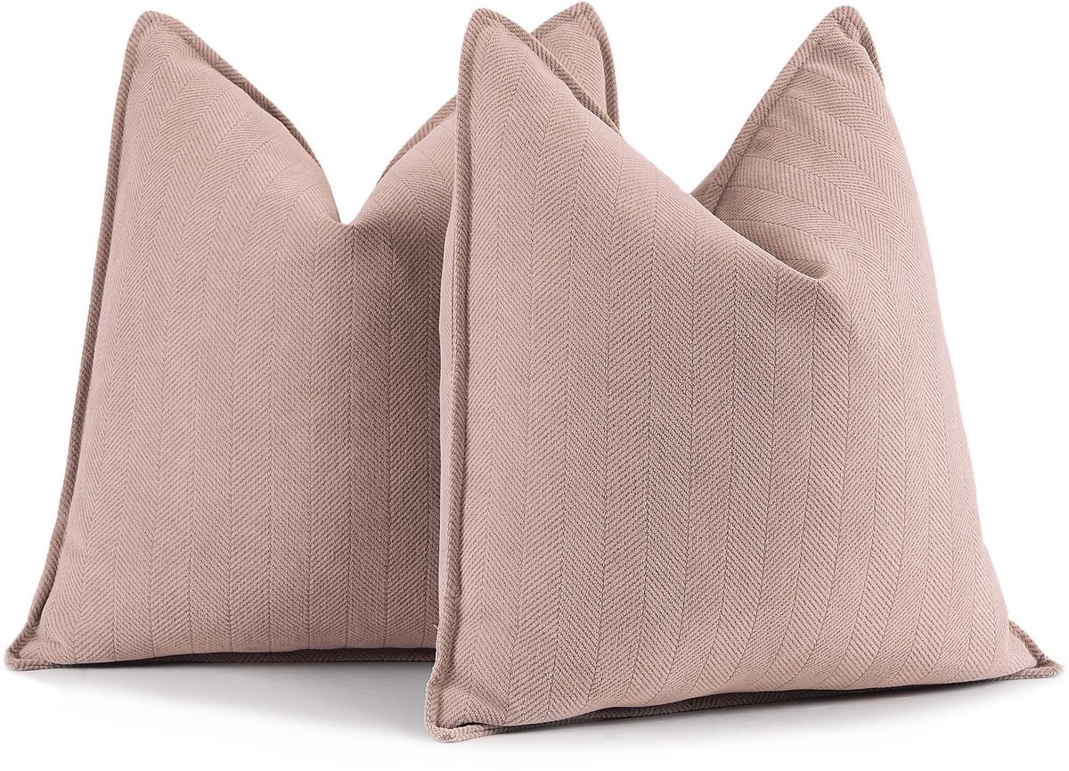 Omgoods - Set van 2 Dusty Pink Chenille Kussenhoezen 45 x 45 cm