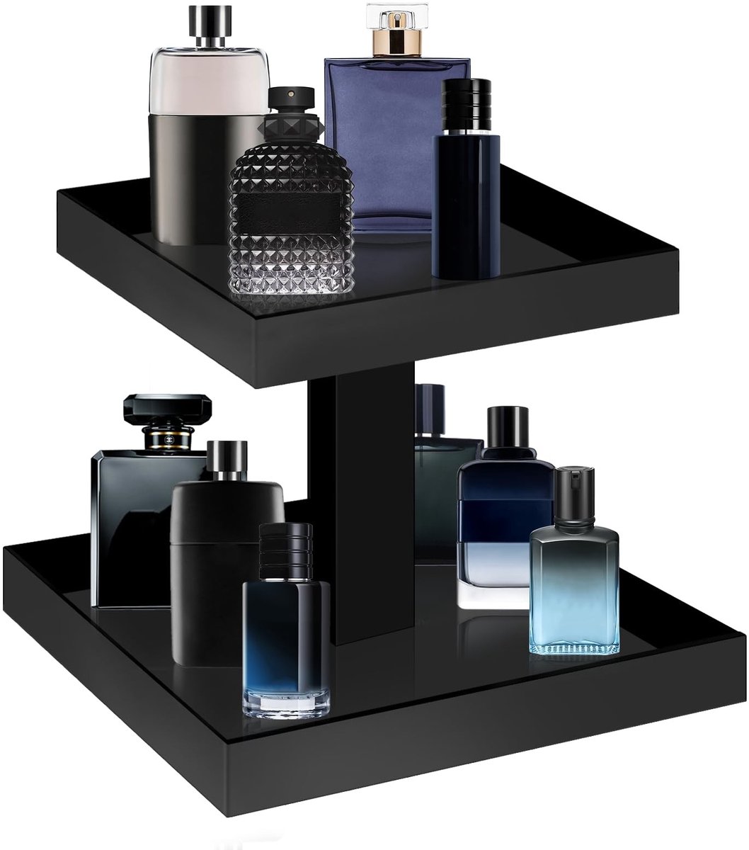 Omgoods - Organizer voor Parfum, Acryl, 2-Laags, Zwart voor Cosmetica