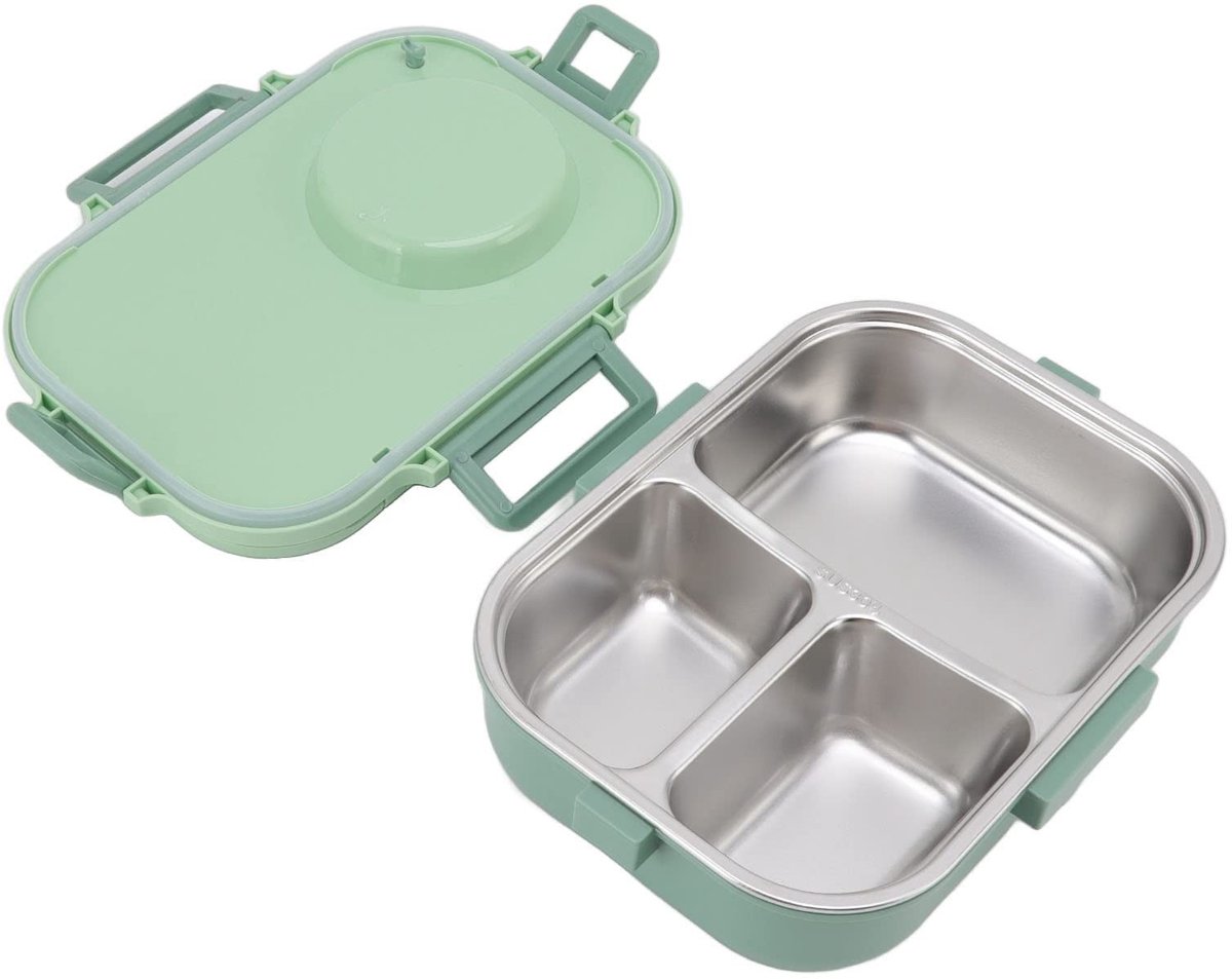 Omgoods- Lunchbox 1100ml Dubbellaags - Thermische Voedselcontainer - Roestvrij Staal - Lekkagebestendig - Inclusief Eetstokjes en Lepel