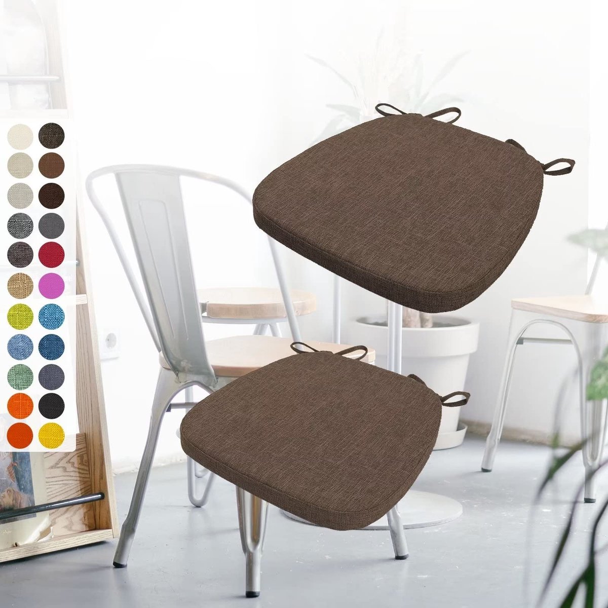 Omgoods - Set van 2 Stoelkussens 40 x 38 x 5 cm met Ties