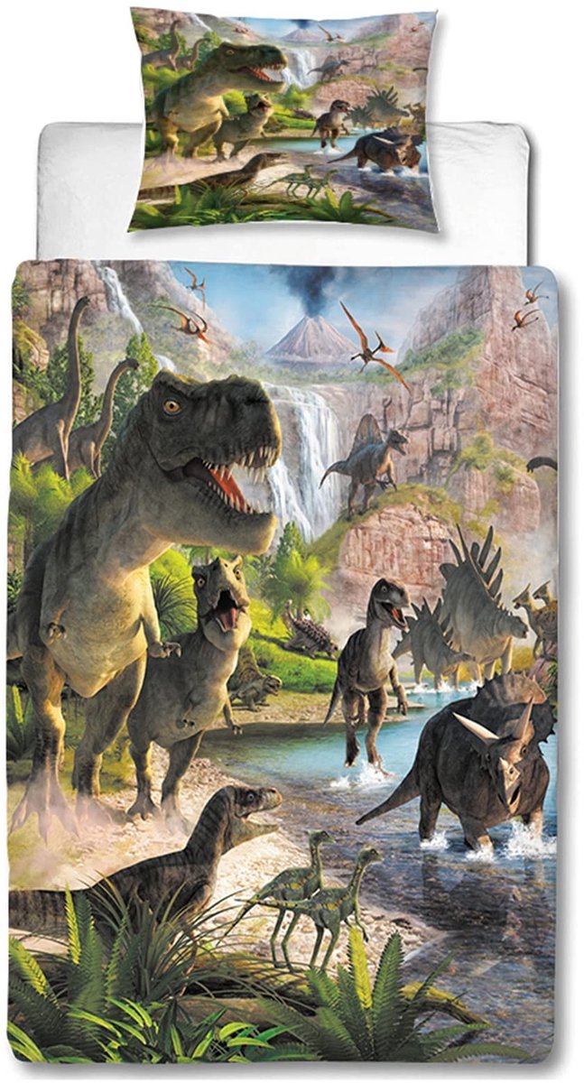 Omgoods - Dinosaur Duvet Cover 140 x 200 cm - 3D Print met Kussenhoes 65 x 65 cm
