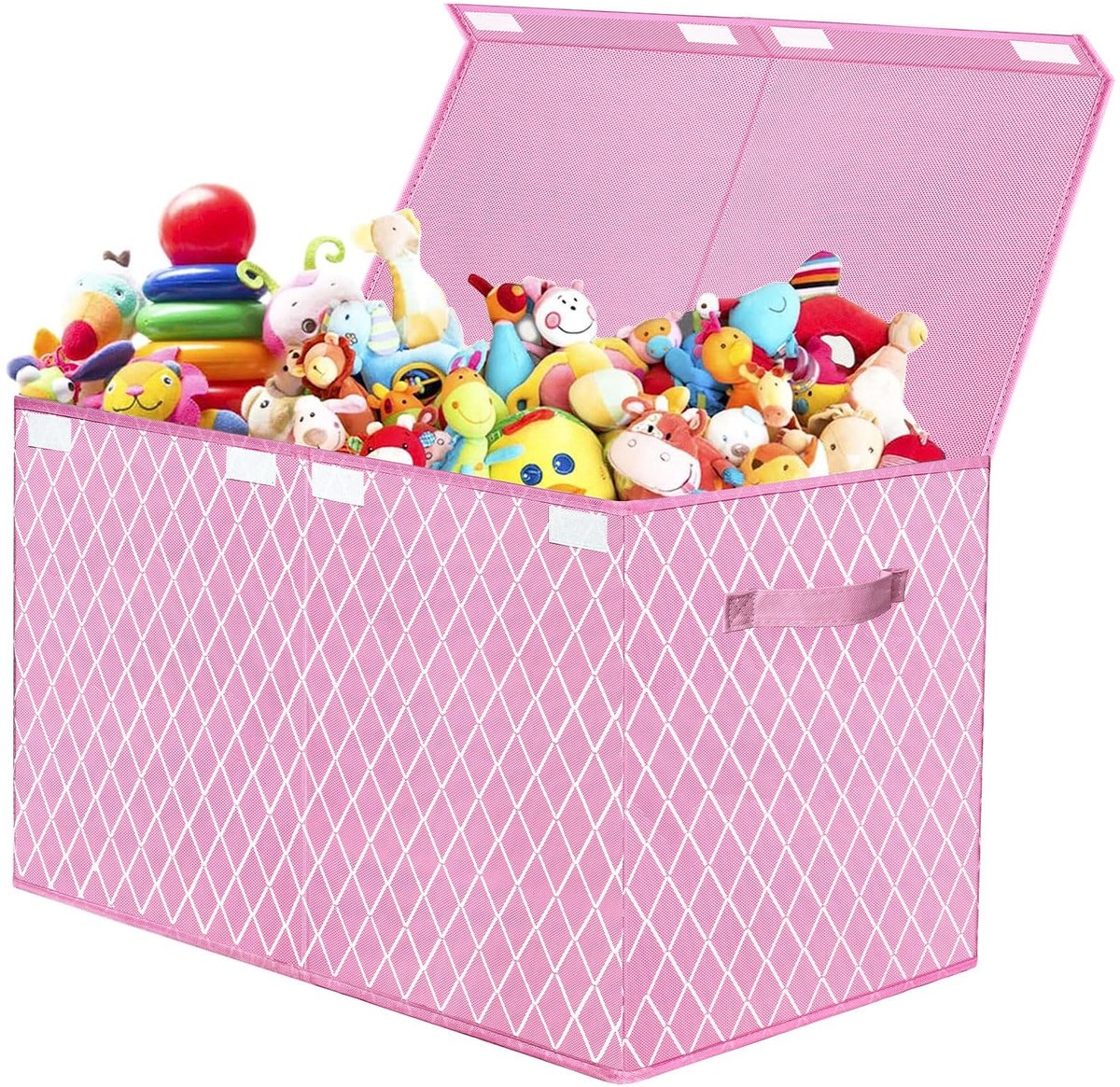 Omgoods - Opbergdoos voor Kinderen met Deksel, Vouwbaar en Met Handvatten, Roze