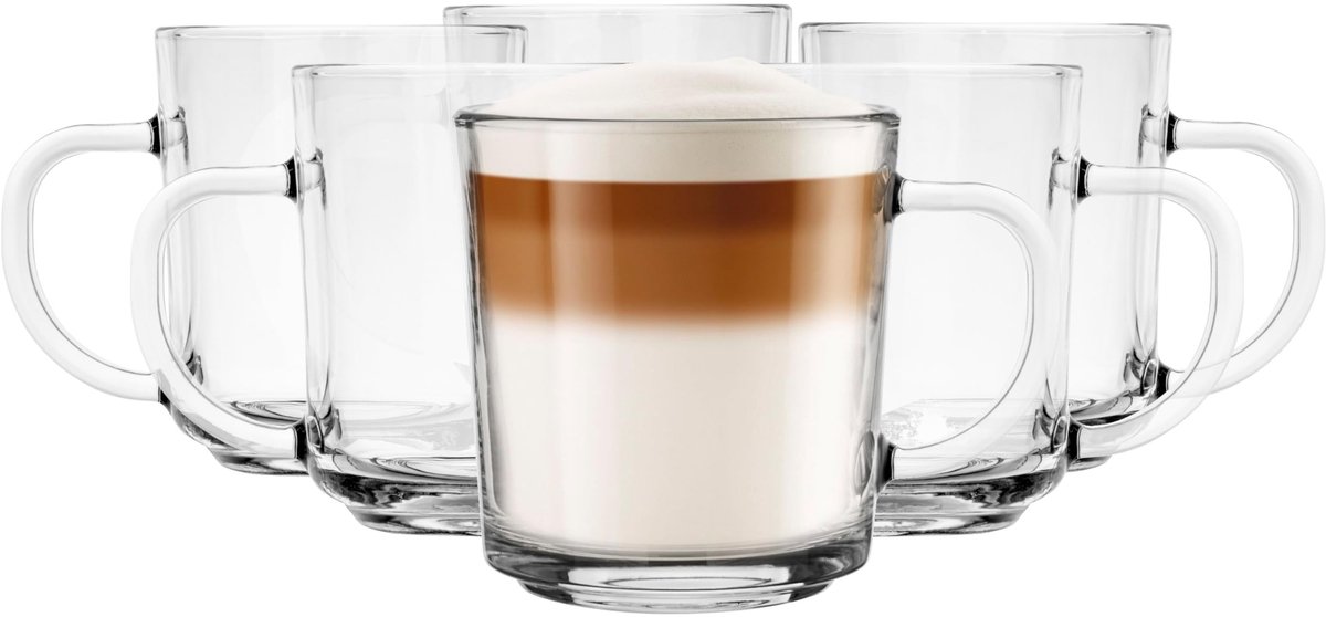 Omgoods - Set van 6 Latte Macchiato Glazen met Handvat