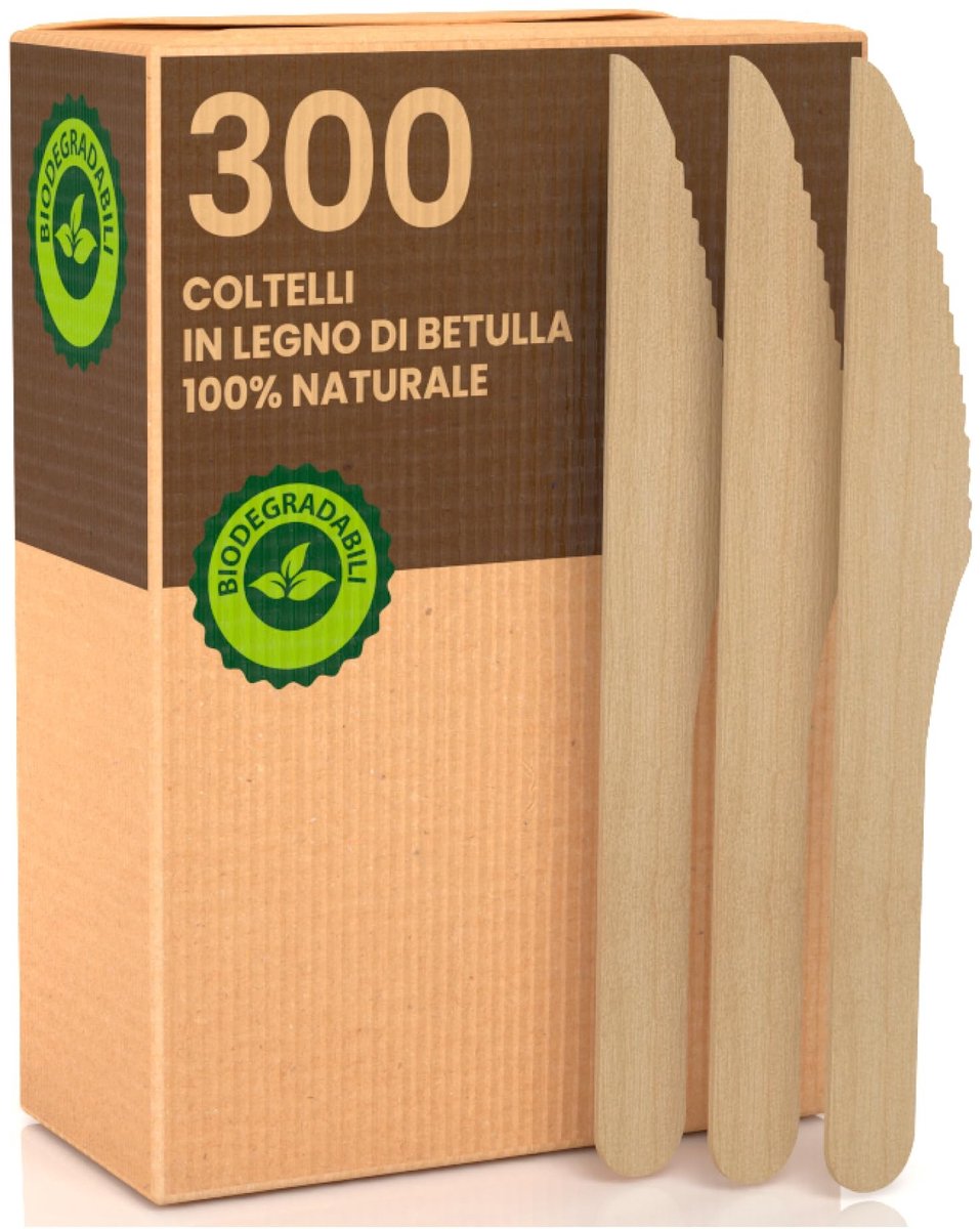 Omgoods - 300 Biologisch Afbreekbare Wegwerp Houten Messen