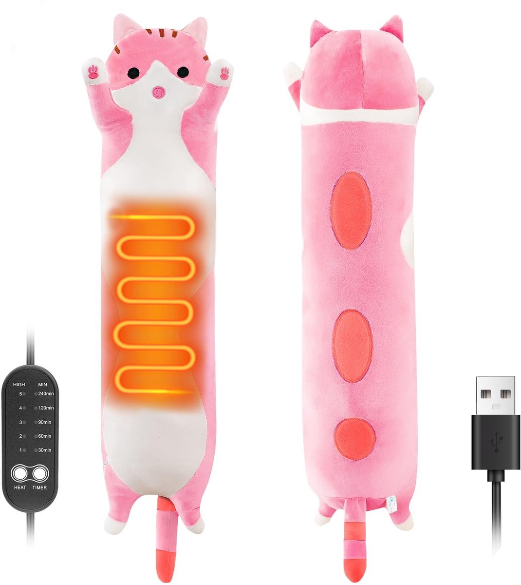 Omgoods - Elektrisch Warmtekussen - Kat Pluche - USB Oplaadbaar