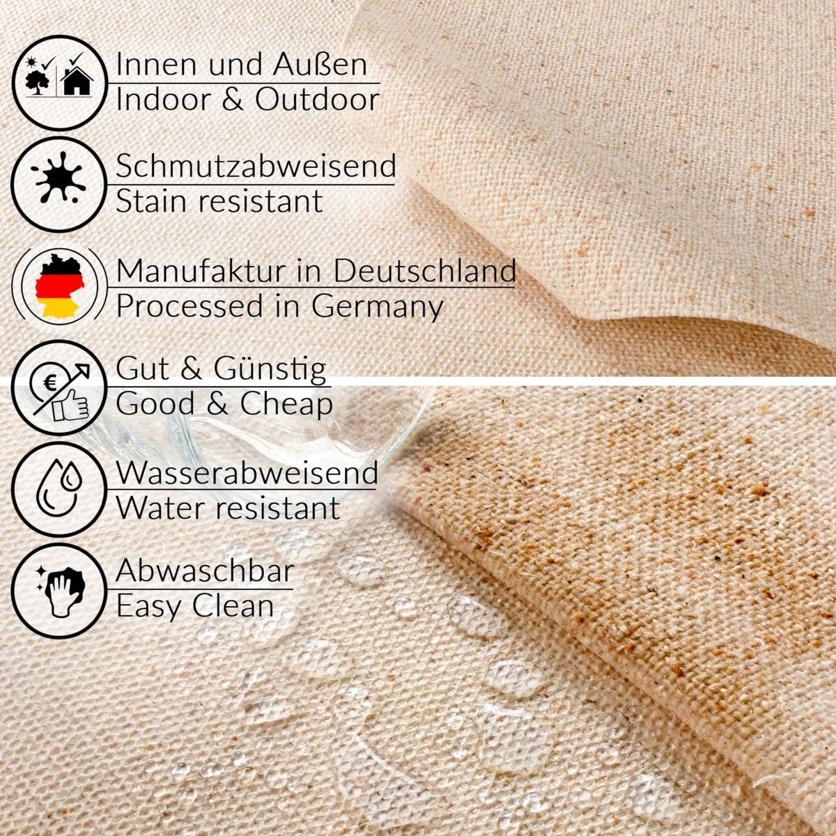 Omgoods - Wasbaar Tafelkleed met Linnenlook, Effen Beige 200 x 140 cm