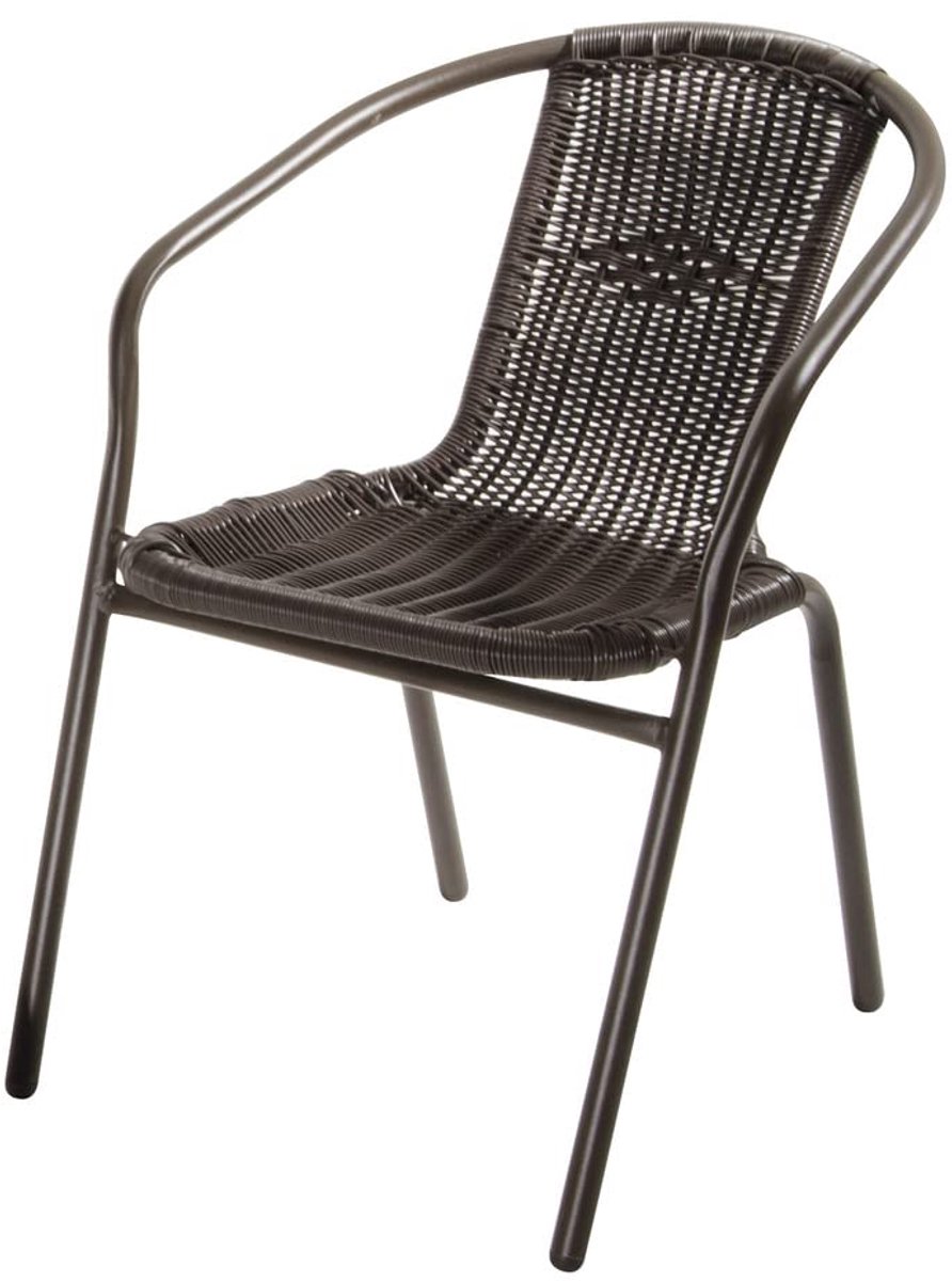 Omgoods - iOS Stoel met Metalen Frame en Polyrattan Zitting - 53 x 70 x 75 cm