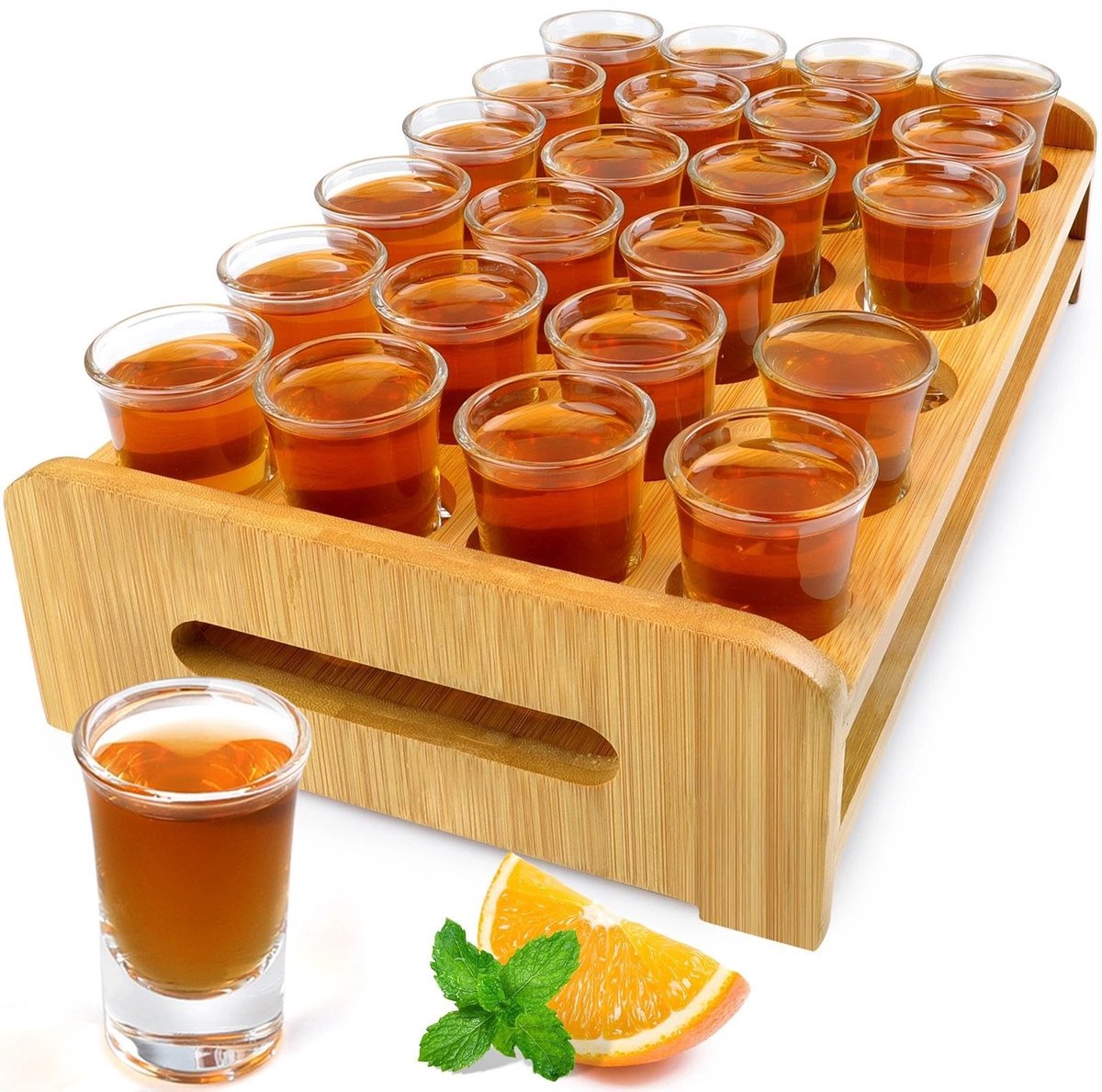 Omgoods - Set van 24 Shotglazen met Houder voor Feestjes en Bar