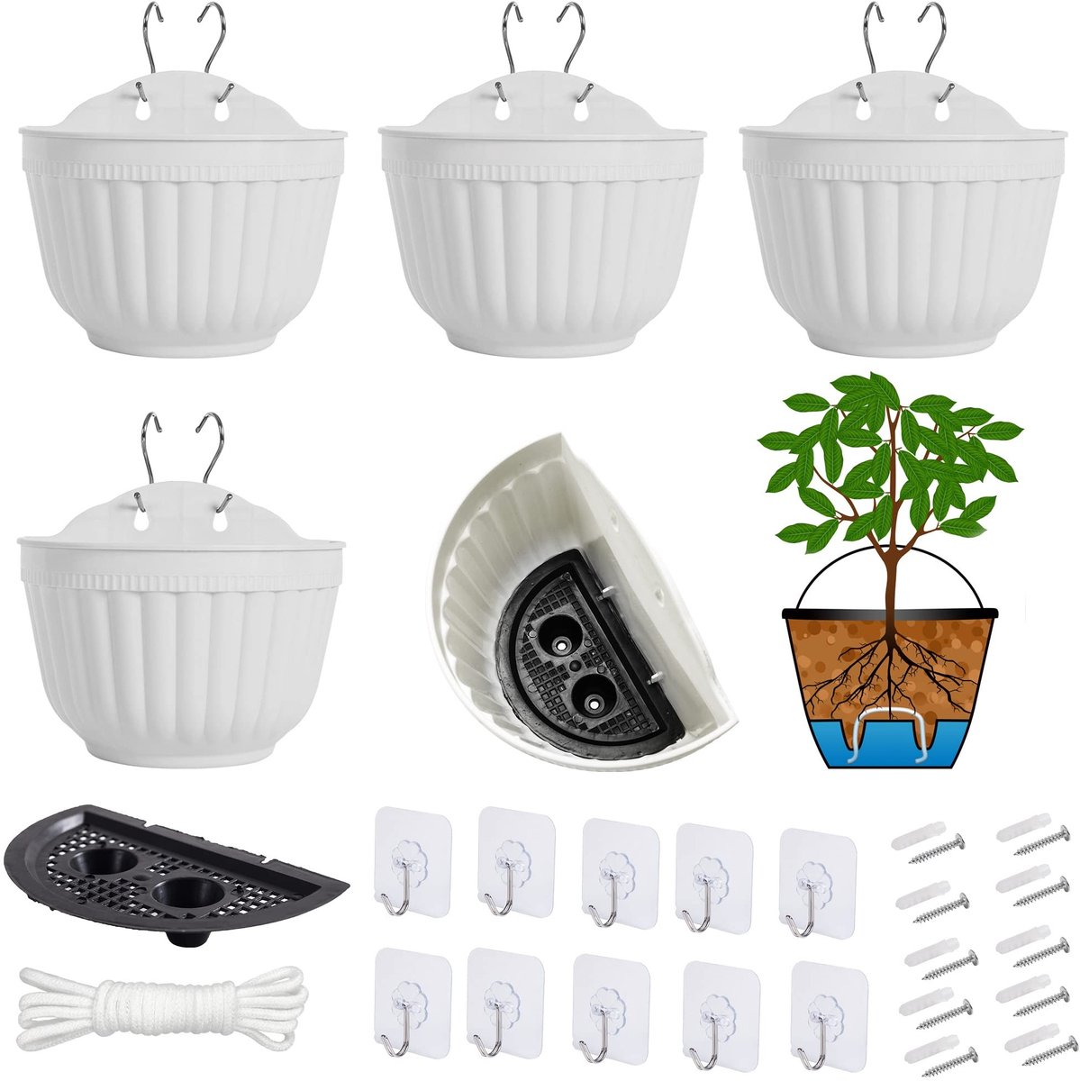 Omgoods - Set van 5 Wandplantenpotten voor Binnen en Buiten