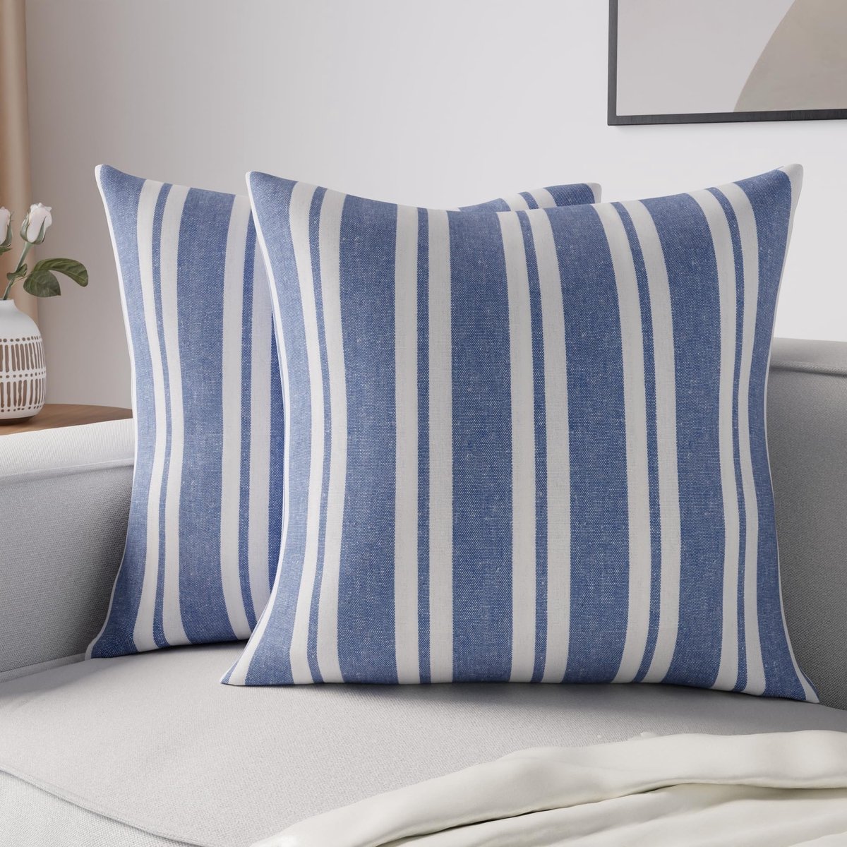 Omgoods - Set van 2 Decoratieve Kussenslopen 50x50cm in Franca Blauw