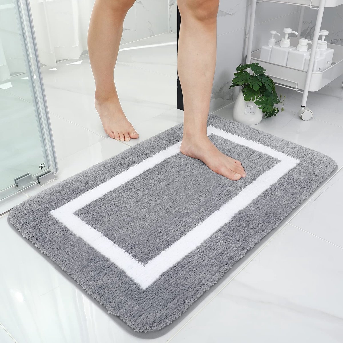 Omgoods - Microvezel Badmat Antislip 60 x 90 cm Grijs