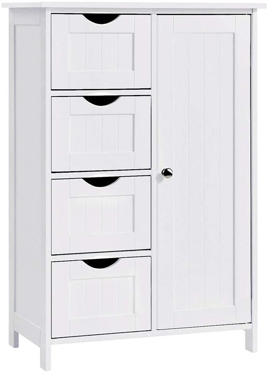 Omgoods - Badmeubel met 4 Laden en 2 Planken in Wit MDF
