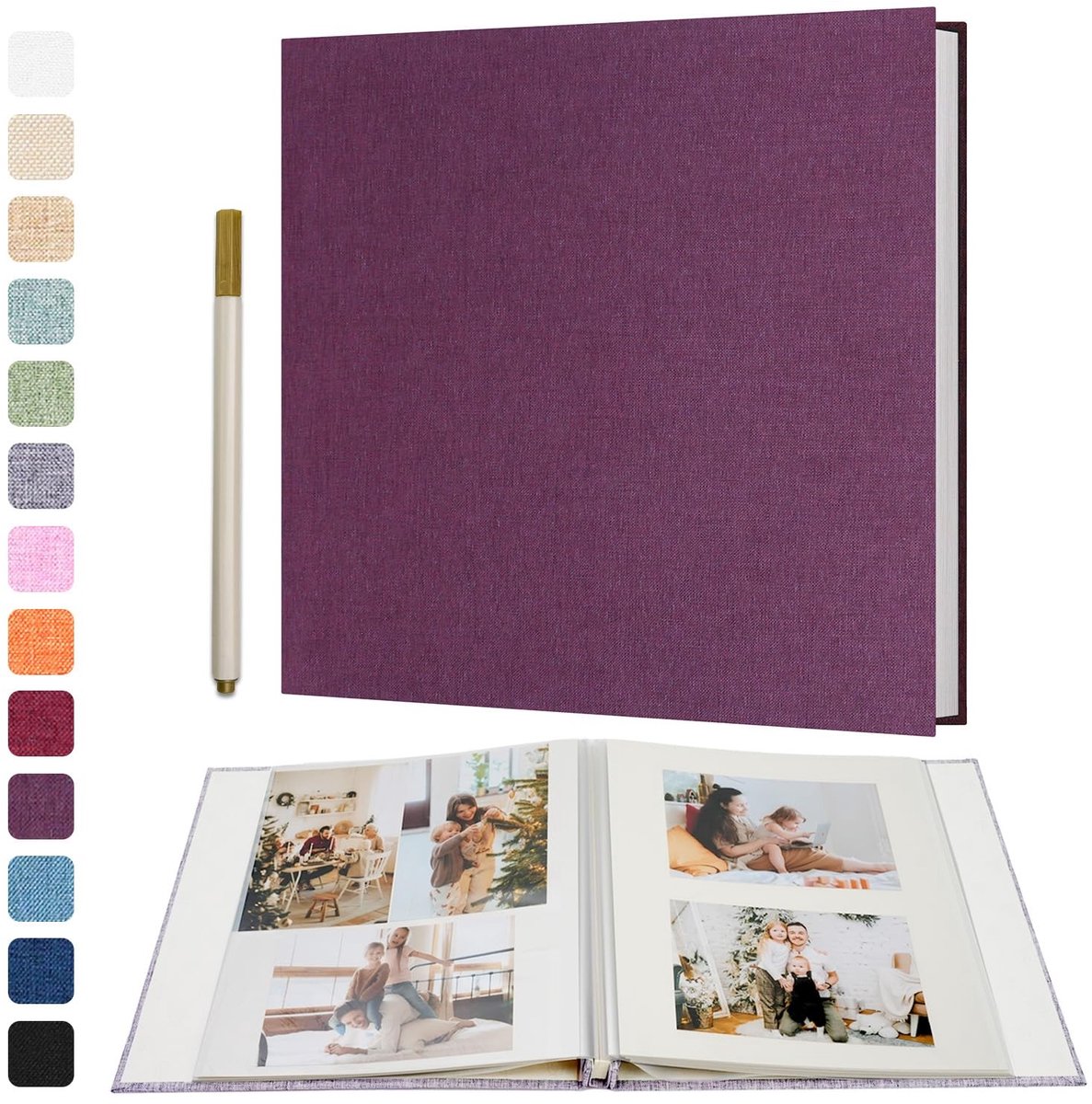 Omgoods - Zelfklevend Fotoalbum 33x32cm met 40 Pagina's en Metalen Pen