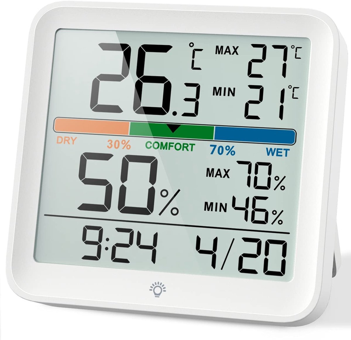 Omgoods - Digitale Hygrometer en Thermometer voor Binnenklimaat Met Nachtlampje
