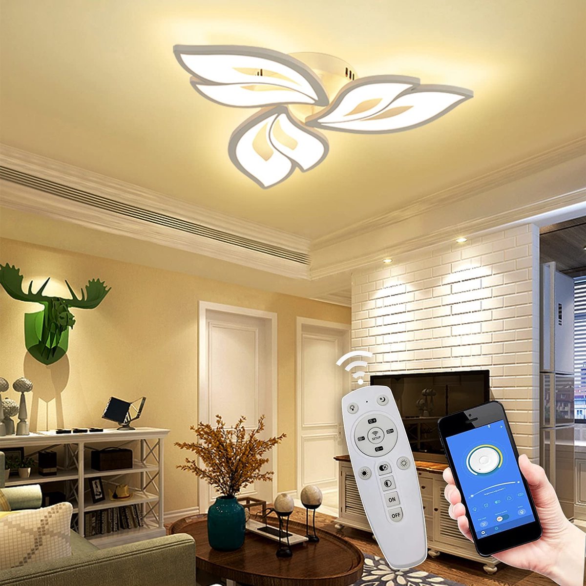 Omgoods - Dimbare LED Plafondlamp met Afstandsbediening en Kleurverandering