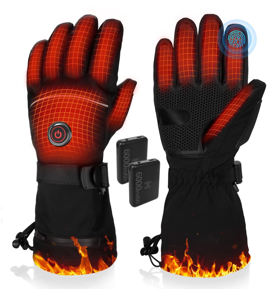 SnelShoppen - Verwarmde handschoenen 5V 6000 mAh oplaadbaar, waterdicht en antislip, verbeterd model voor mannen en vrouwen, ideaal voor motorrijden,